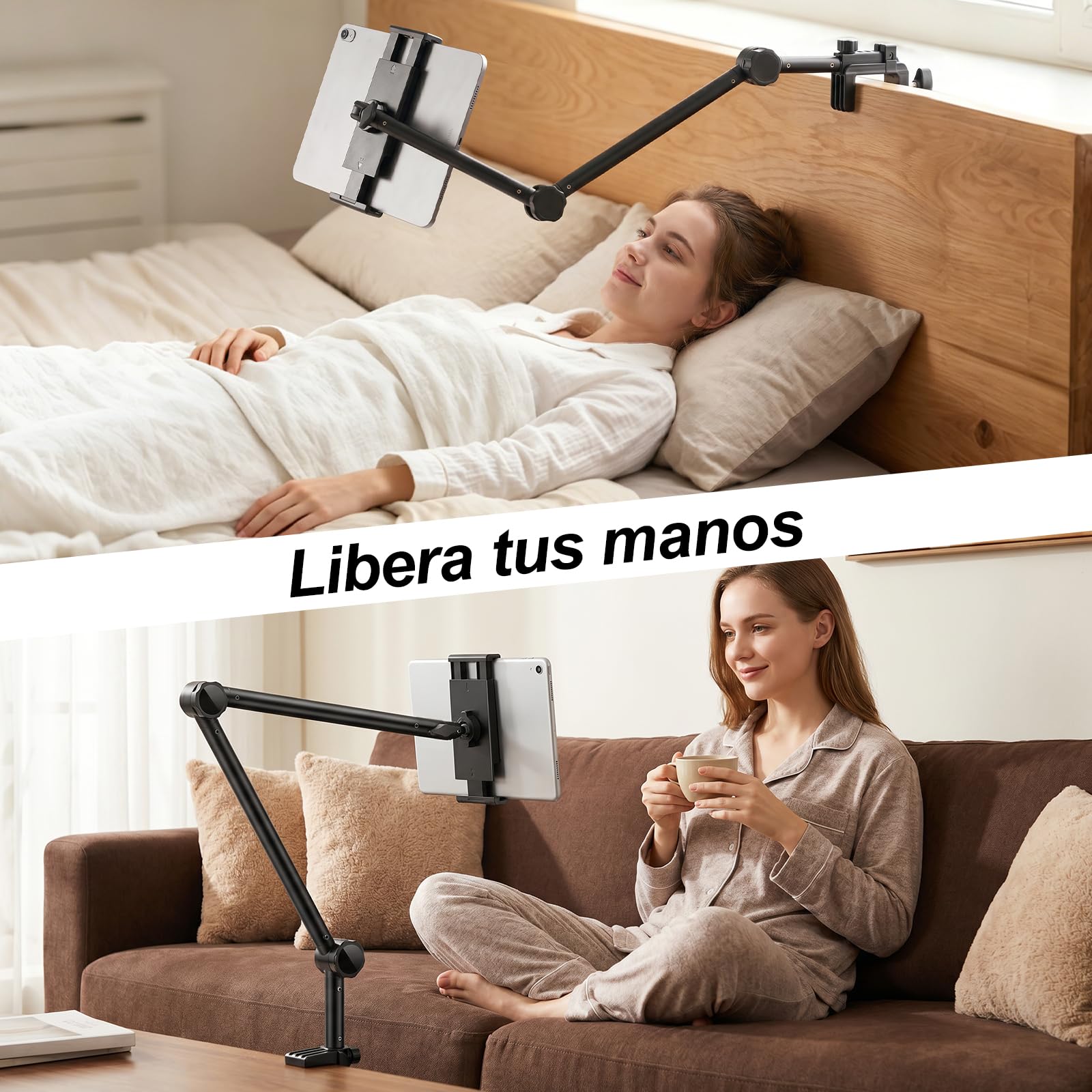 Soporte Tablet, Soporte movil Cama, Base giratoria de 360°, Soporte de Cama para tabletas Compatible con iPad, Galaxy Tab, Switch, Kindle, iPhone y Otros Dispositivos de 5 a 13 Pulgadas