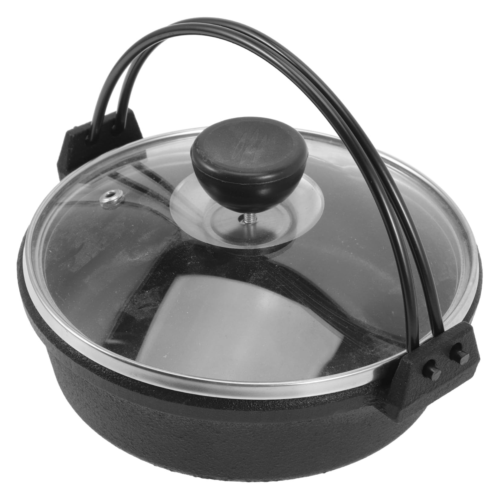 Cocotte en fonte noire japonaise avec couvercle épais pour sukiyaki