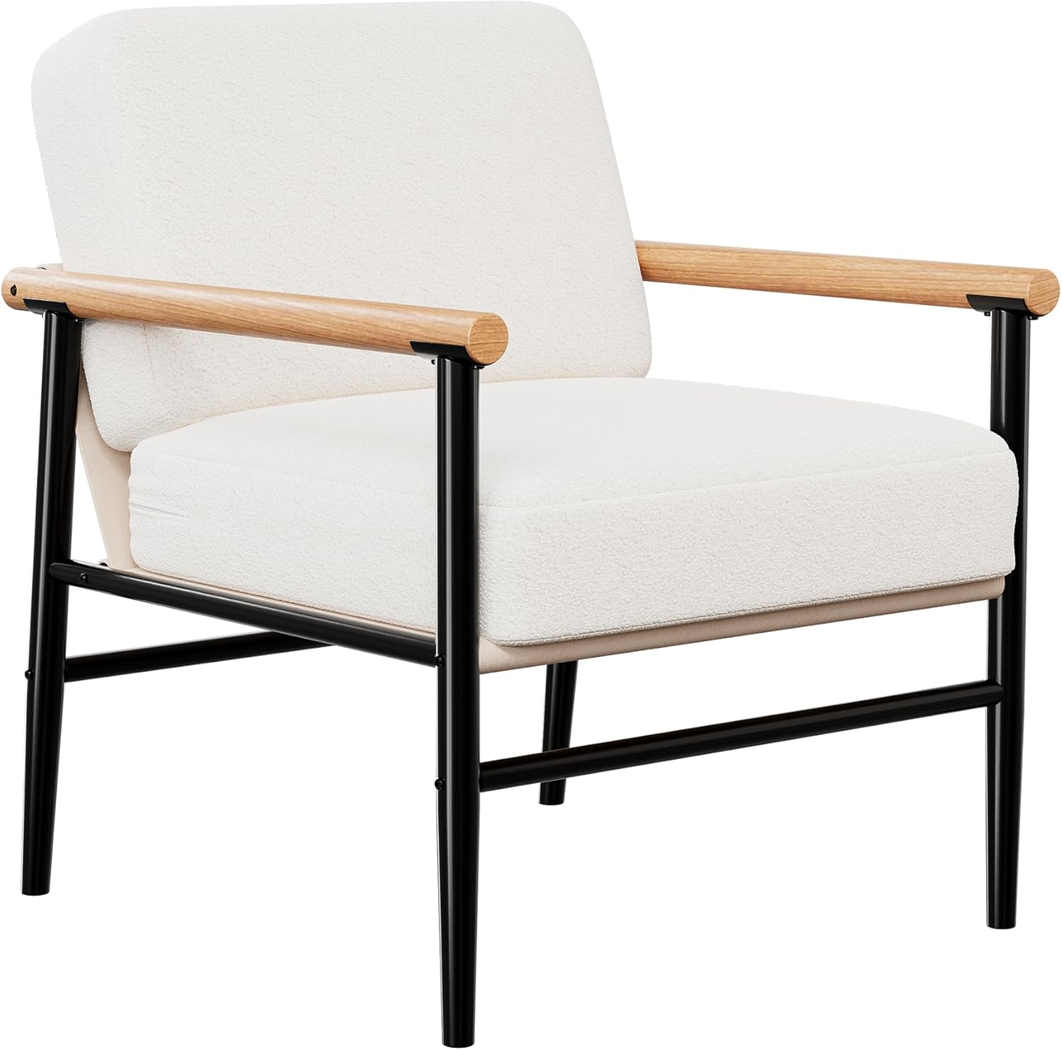 Sillón Acogedor Beige, Tela Sherpa, Estructura de Hierro