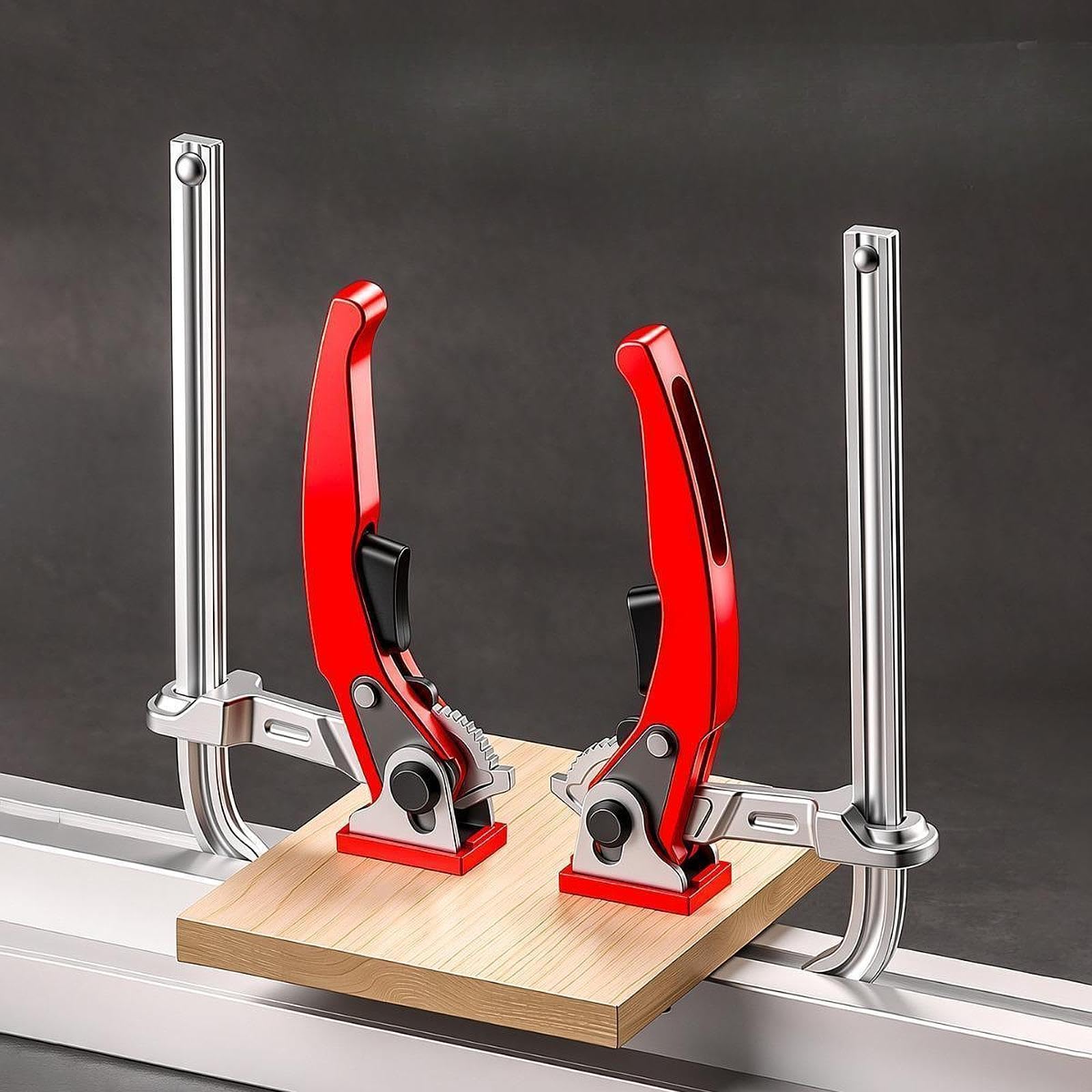Morsetto a Cricchetto Serraggio Forte Guida Binario Morsetto Regolabile Azione Veloce Materiale Resistente Adatto per Carpentieri Artigiani, Lunghezza 35 Cm