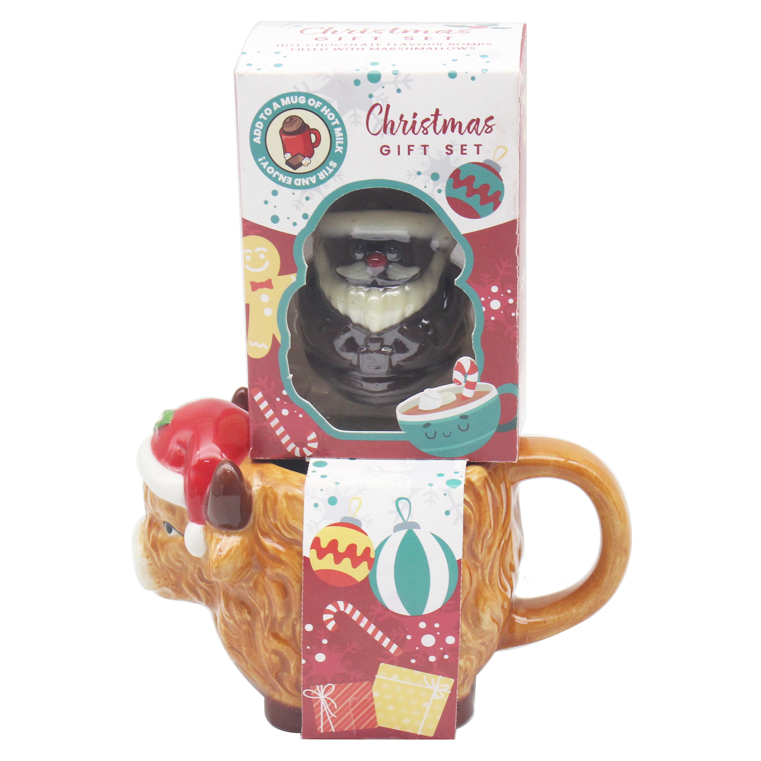 The Leonardo Collection Women's Highland Cow Foodgift Highland Cow Food Gift Novelty Mug & Chocolate Bomb For Hot Drinks | Reusable Fine China Coffee Cups For Kitchen & Home | Durable Printed Tea Mugs For Every Occasion