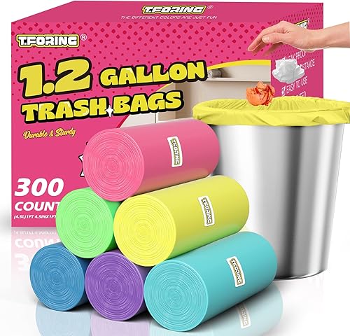 T.FORING Bolsas de basura transparentes de 8 galones  240 bolsas de basura medianas para cocina, sin perfume, bolsas de basura fuertes de 30 litros