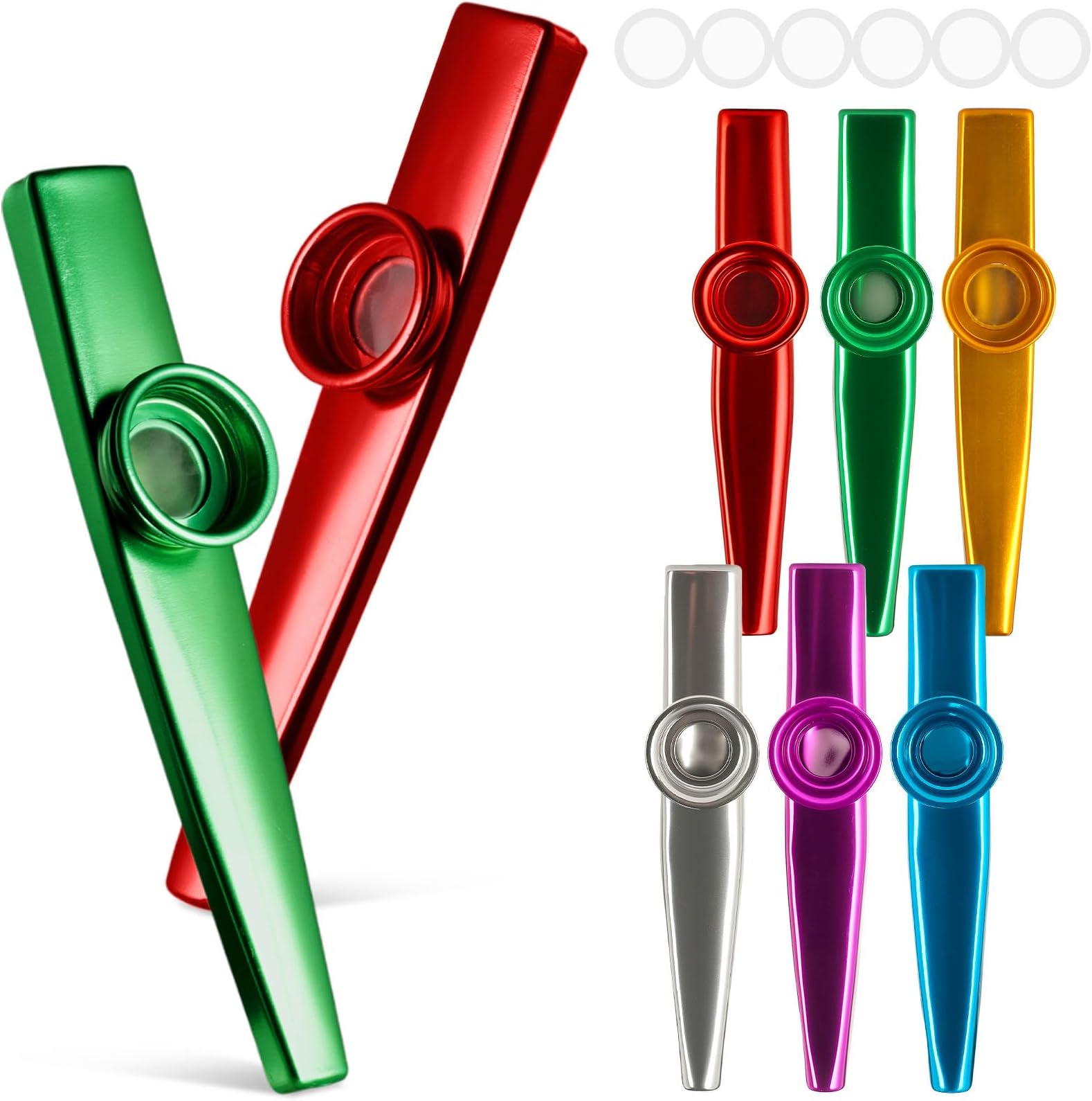 LovesTown Kazoos Musical Instruments for Kids Party Favors, 6 PCS Metal Kazoos Flute for Kids Gift Classroom Prices Birthday Party Favor Gift Bag Fillers Fun Camping Essentials