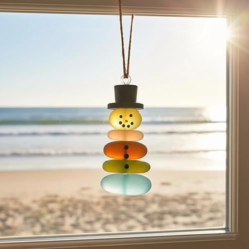 Miniatura 2 de Handmade Sea Glass Christmas Ornament, A Beach-Themed Christmas Decoration Made of Natural Sea Glass and Jute Rope, Perfect for A Special Occasion.