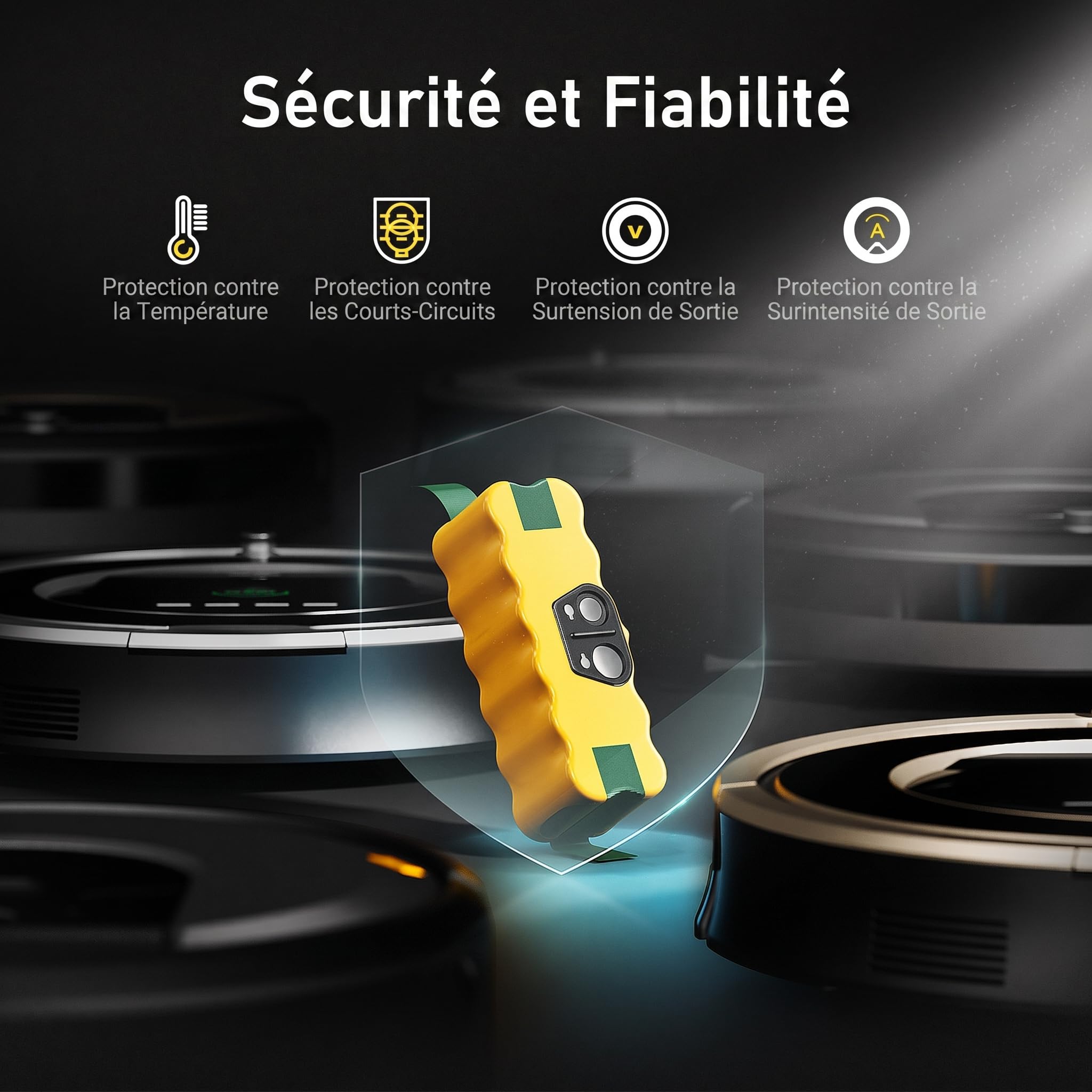 Morpilot 5500mAh Batterie pour iRobot Roomba 500 600 700 800 Séries et R3, Scooba 450 Aspirateur, 14.4V Ni-MH, avec 2 Brosses Latérales