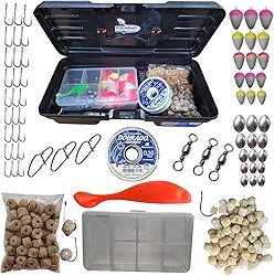 Kit Tralha Completo Com Caixa Maleta Anzol Linha Chumbo Boias