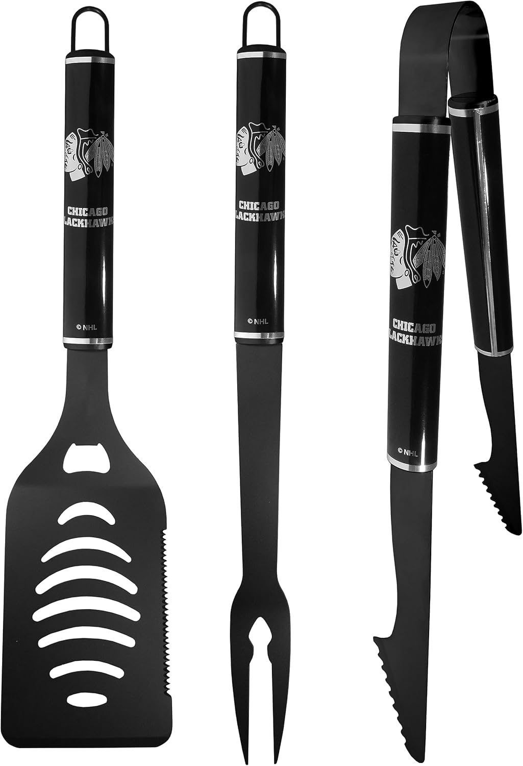 Siskiyou Sports NHL Chicago Blackhawks 3 pc Monochromatic BBQ Set Team Colors, One Size
