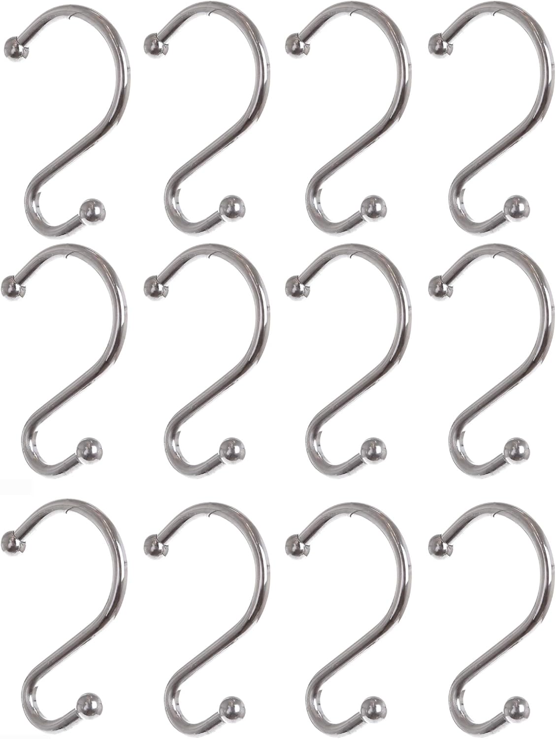 BINO Rust Proof Shower Curtain Hooks Chrome, Set of 12 Shower Curtain Rings