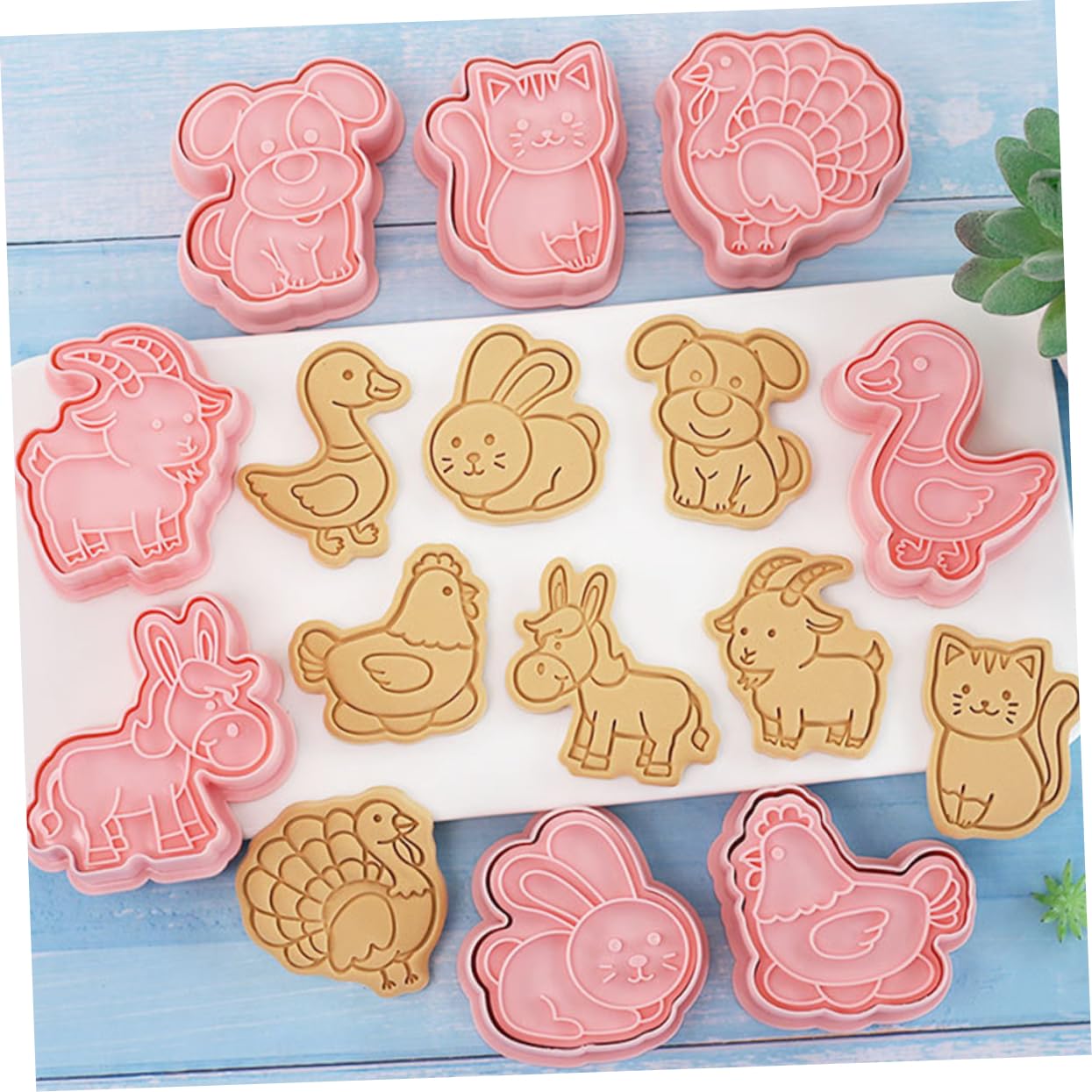 Cabilock 5juegos Cortadores De Galletas De Animales De Plástico Reutilizables Para Hornear Set De Moldes De Biscuit Para Repostería y Infantiles y