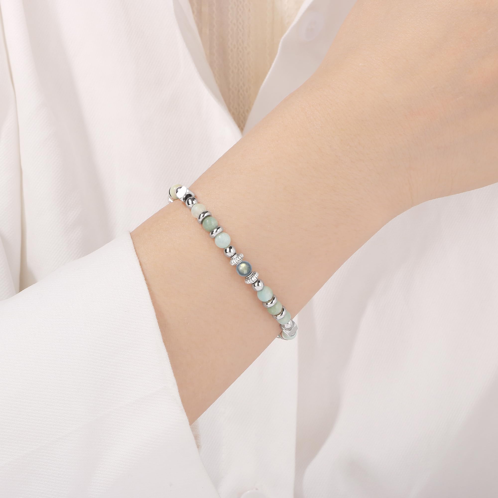 JoycuFF 𝗕𝗶𝗿𝘁𝗵𝗱𝗮𝘆 𝗚𝗶𝗳𝘁𝘀 𝗳𝗼𝗿 𝗪𝗼𝗺𝗲𝗻 Amazonite Moonstone Bracelet, Happy Birthday Present Love Protection Strength Confidence Meaningful Bracelets for Women
