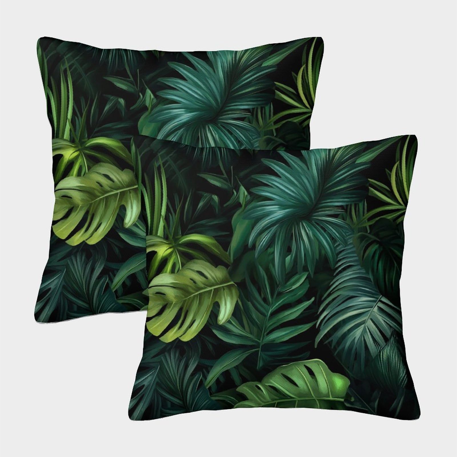 kaiyun 2 Pack Realistic Jungle - Green Plants Pillowcase 45x45cm, Cushion Cover,3D Digital Printing Bed Sofa Decorative