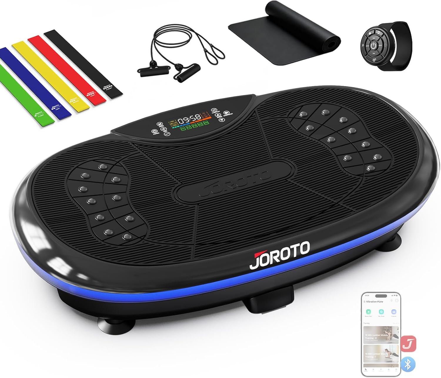 JOROTO 4D Vibration Plate Exercise Machine, 3-Motor App-Controlled High-Intensity Adjustable Speed Vibration Plate for Weight Loss & Lymphatic Drainage, Whole Body Shaker Workout Equipment for Women