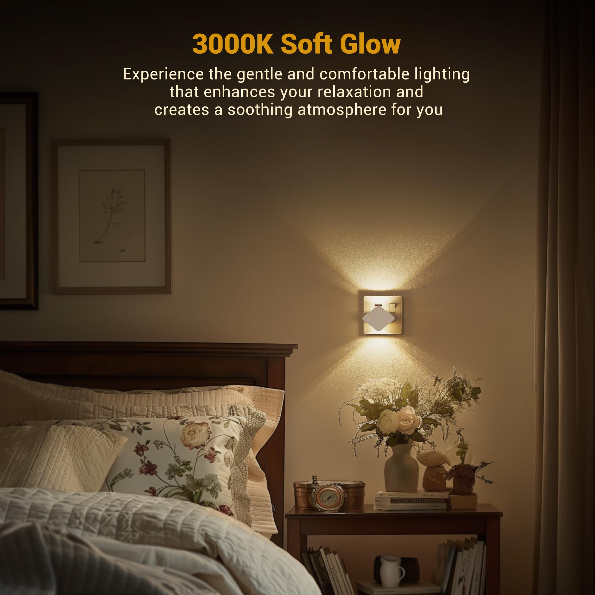 Emeritpro Plug in Night Light with Dusk to Dawn Sensor, LED Night Light Plug in Wall 2 Pack, Adjustable Brightness - Image 2