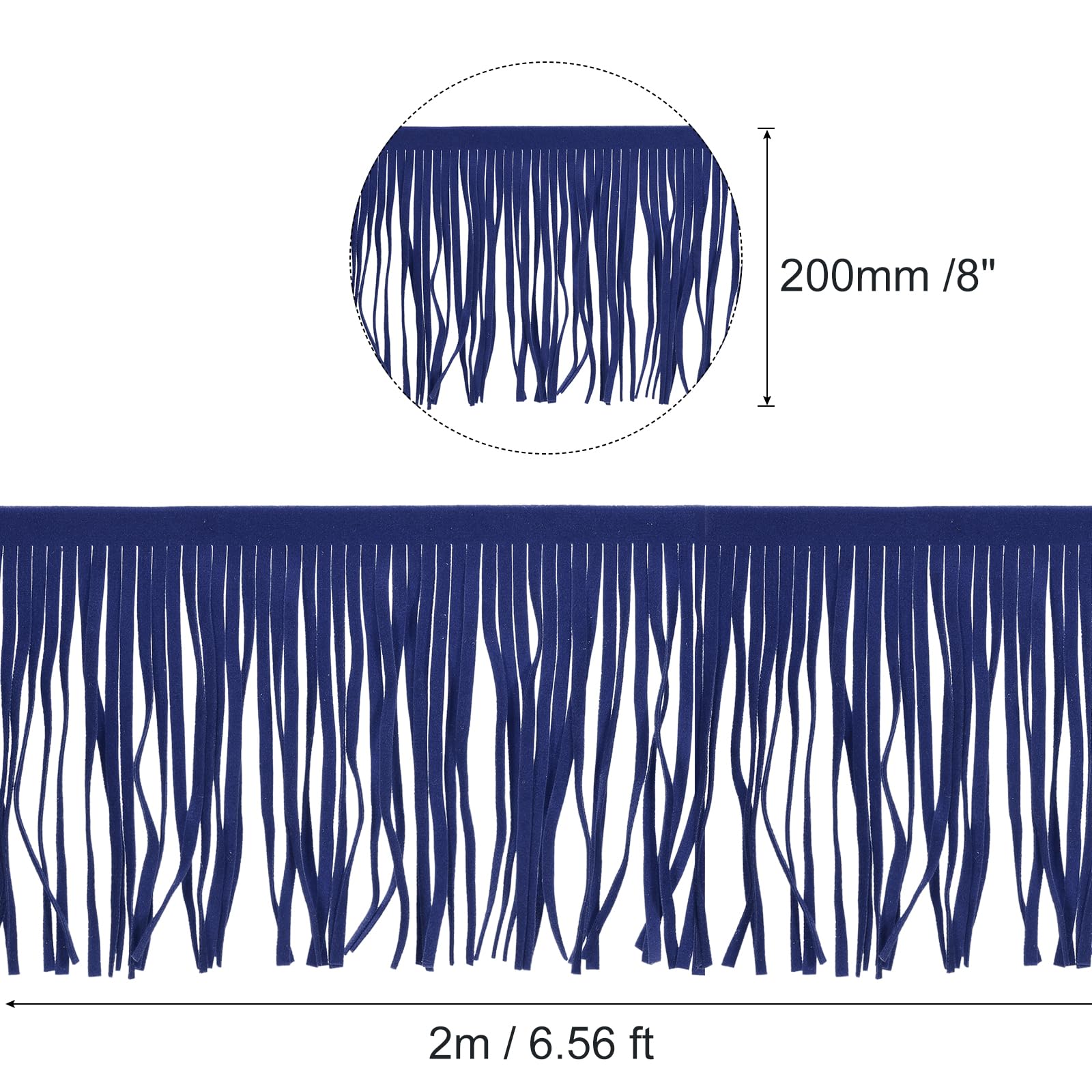 QUARKZMAN 2 Iarde 8 Pollici Frangia in Pelle PU Finitura Nappa Ecopelle Doppio Lato Cucito per Cucito Fai da Te Abbigliamento Artigianato Decorazione Gonna, Blu Scuro