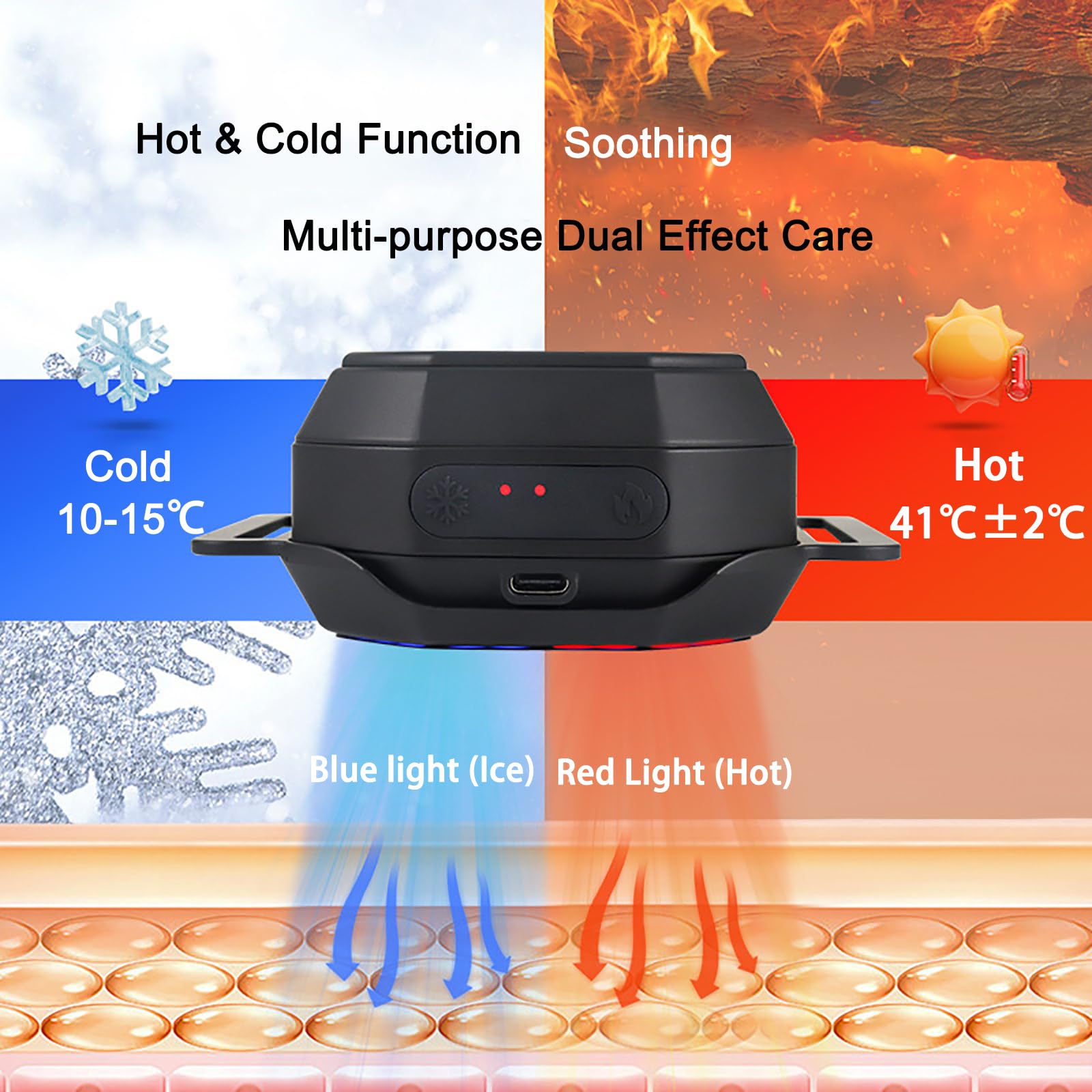 MáQuina PortáTil Terapia InstantáNea Calor FríO Y Contraste Almohadilla TéRmica EléCtrica Recargable Y Dispositivo Terapia con Compresas Hielo, Alivio del Dolor, Molestias,Black