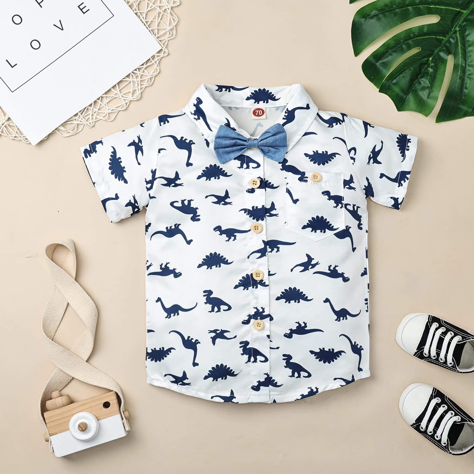 Conjunto de ropa de verano para bebé y niño, conjunto de camiseta de manga corta con dinosaurios + pantalones cortos, conjunto de 12 meses-4T