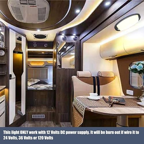 Miniatura 2 de Facon DDS01-608-CW - Luz de cúpula LED de 12 V, longitud 9-14 pulgadas, DDS01-608-CW, luz ovalada grande para panqueques, luz de techo interior de