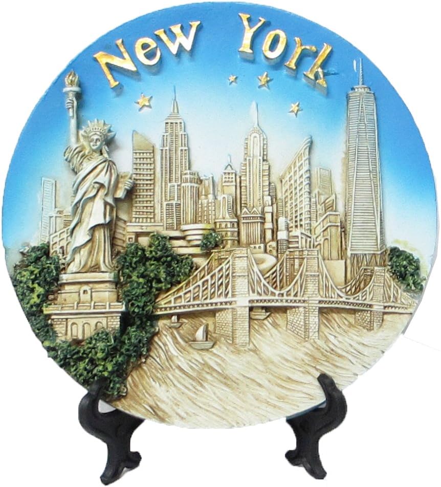 New York Souvenir 3D Polyresin Plate 6 Inches Diameter (Medium 6 Inches)