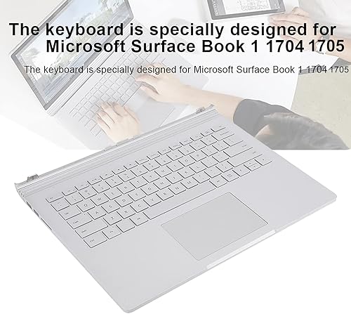 Miniatura 3 de Diyeeni Teclado para libro 1 1704 1705, teclado de repuesto para, teclado multifuncional escritura cómoda, diseño QWERTY (plata)