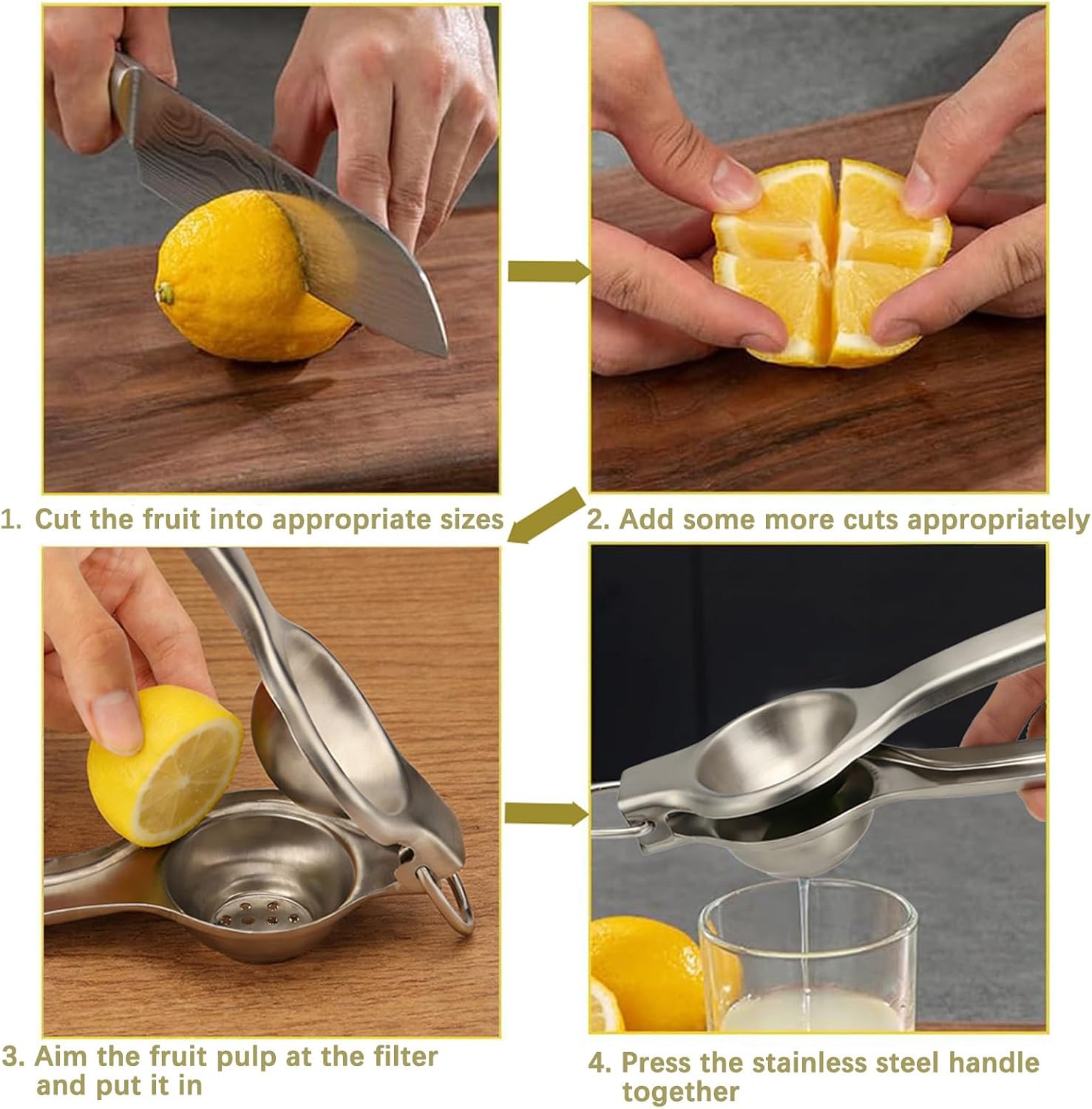 Lemon Squeezer 7.9 Inch Stainless Steel with Large Hanging Ring Manual