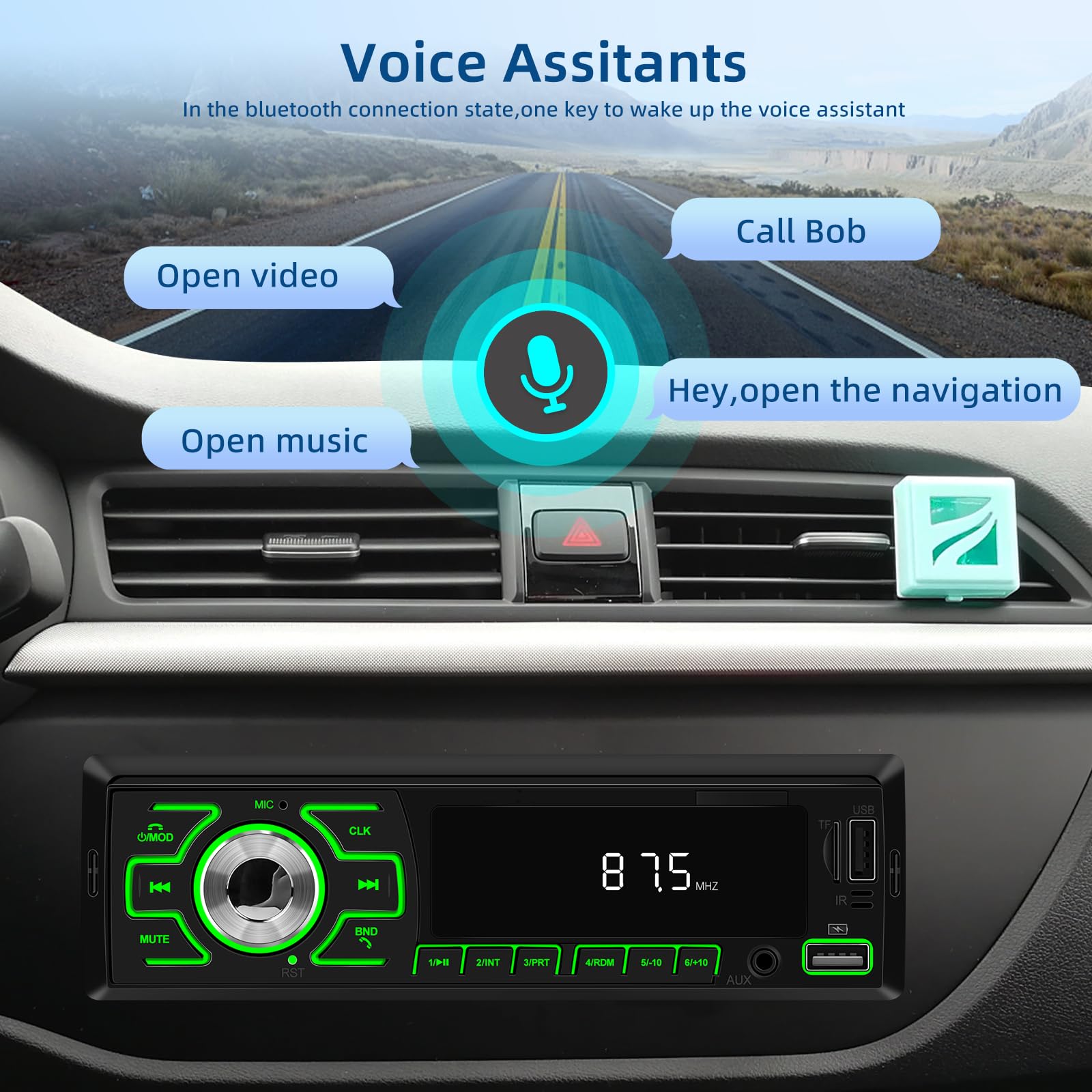 NHOPEEW 1 Din Autoradio mit Doppel Bluetooth - Radio Recevier Unterstützung FM EQ 7 Farbe Hintergrundbeleuchtung - U Disk/AUX in/TF-Karte Spielen / MP3 / WMA/WAV/FLAC