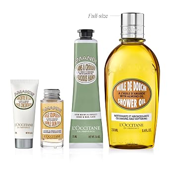 L'OCCITANE Almond Greatest Hits: Cleansing Shower & Supple Skin Oils, Moisturizer & Hand Cream, Purifies, Hydrates, Smooths Skin, Bath & Body Gift Set