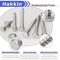 Vista 2 de Hakkin Tornillos hexagonales de 3/8 pulgadas, 60 piezas surtidos de tornillos y pernos de madera surtidos de 1-1/2 pulgadas 2 pulgadas 2 1/2