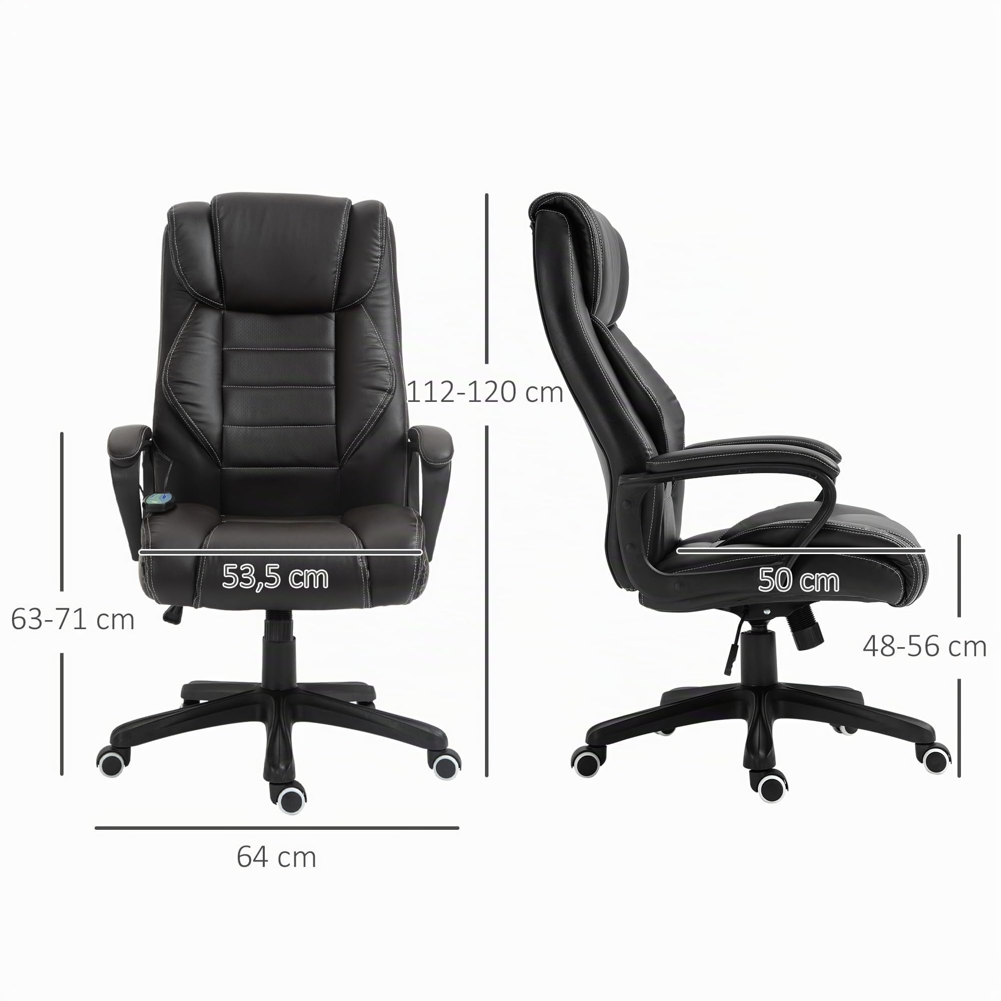 Vinsetto Bürostuhl mit Massagefunktion, Ergonomischer Chefsessel mit Vibrationsmassage, Wippfunktion, Höhenverstellbarer Schreibtischstuhl Drehstuhl, Braun