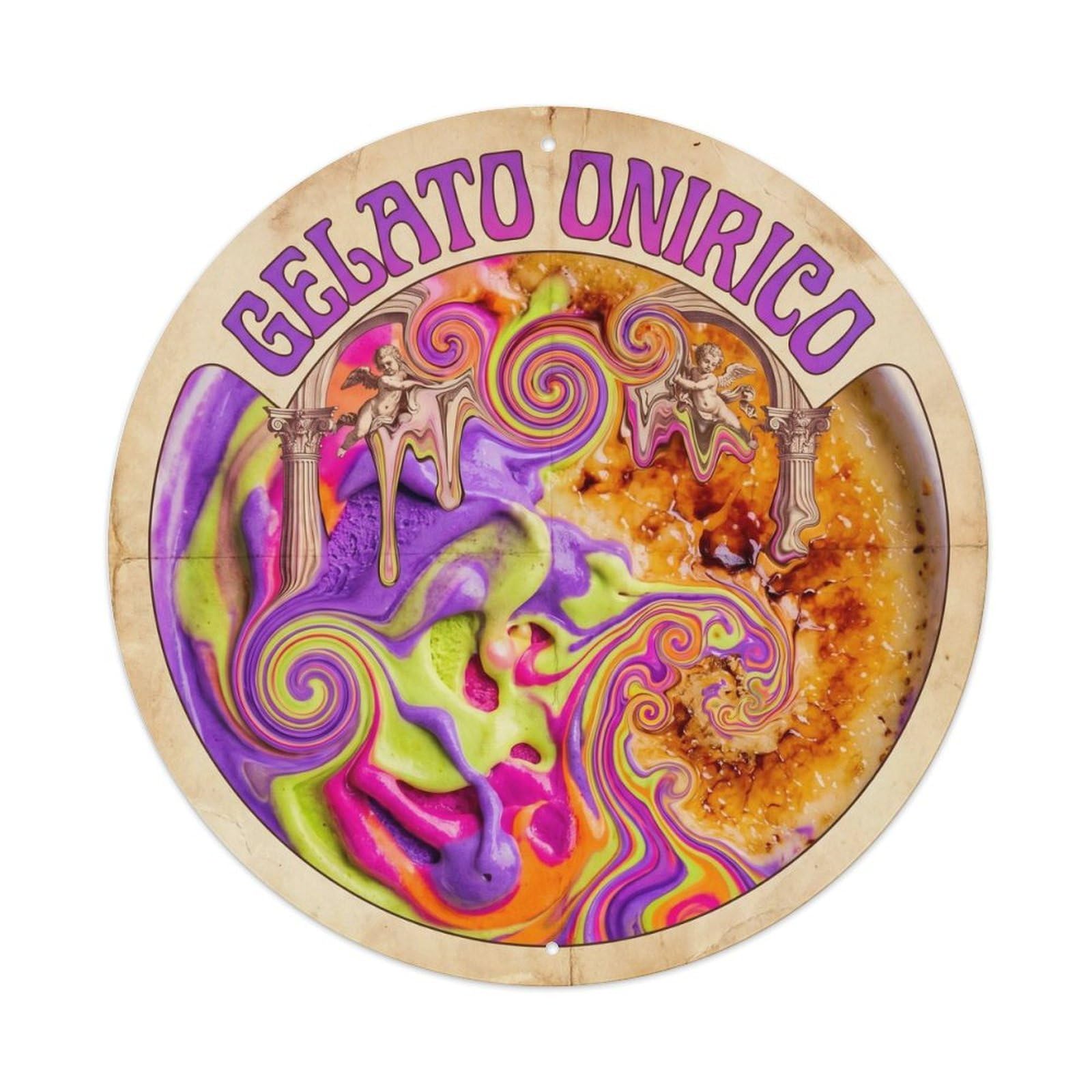 Gelato Cone Retro Psychedelic Cafe Food Culture Metal Tin Sign