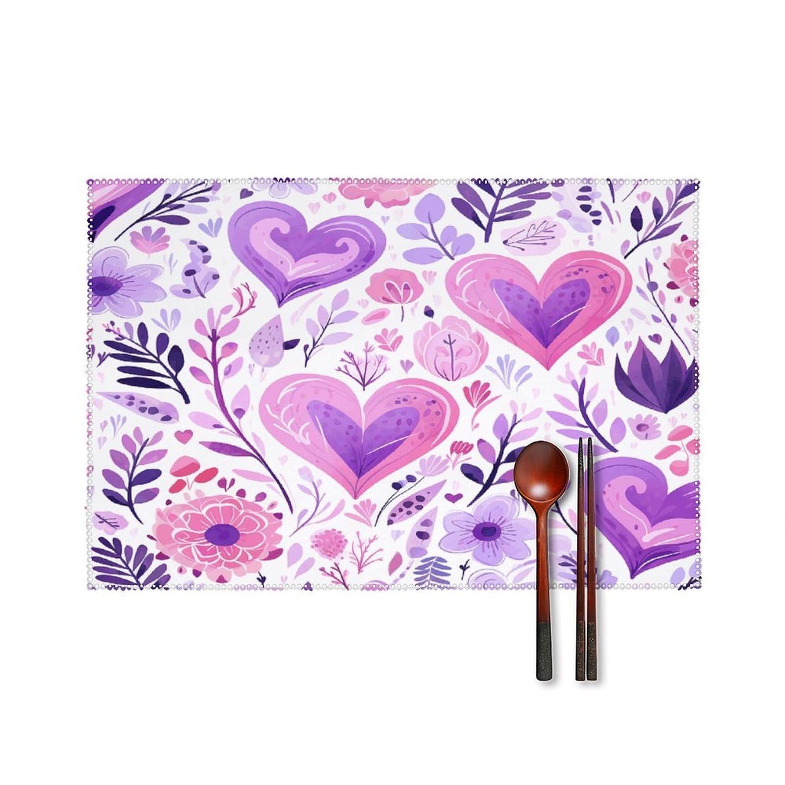 Fodpand Style Flowers And Hearts Placemats Set Of 4 Place Mats Table Mats