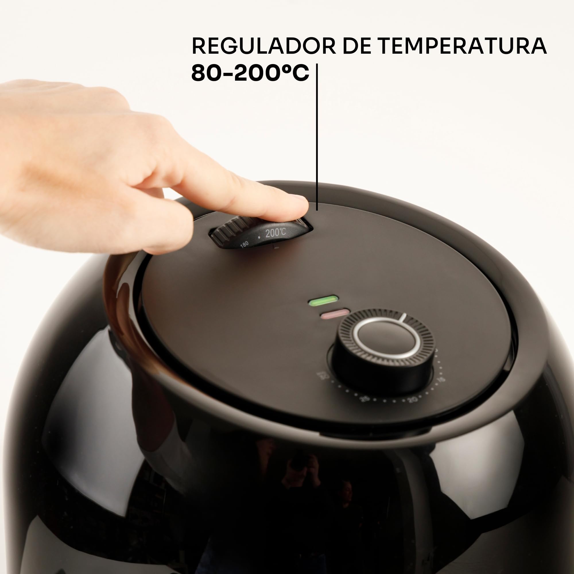 Mellerware - Freidora sin Aceite Crunchy Medium 1000W, 3,5 l, Temporizador Programable, Air Fryer 80-200ºC, Sin BPA/PFOA, Freidora de Aire Análogica, Negro