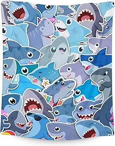 Shark Blanket Gifts - 60"x80" Cute Throw Blanket for Kids & Adults - Blue Soft Fuzzy Blankets for Bed, Couch & Living Room