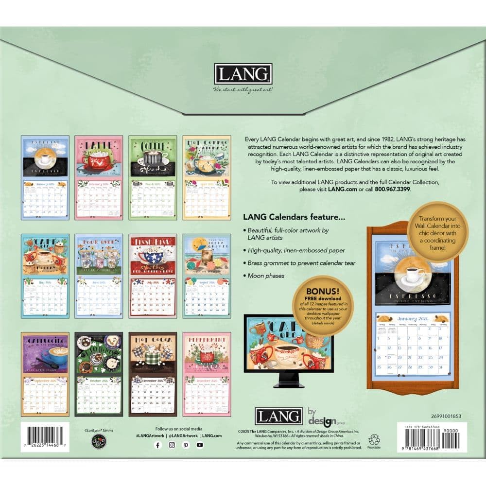 Amazon.com: Lang Coffee 2026 Wall Calendar – 12-Month Calendar