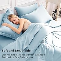 Vista 3 de CozyLux Full Size Comforter Sets Light Blue - 7 Pieces Bed in a Bag Full, Luxury Soft Bed Set for All Seasons, Bedding Set with Down Alternative