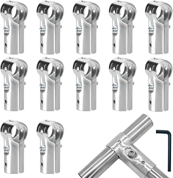12 PCS 1-1/4" T Pipe Clamps, Heavy-Duty Galvanized Steel Connectors with Bolts and Nuts, Chain Link Fence Corner Fitting End Rail T Clamp, Fit for OD 1-1/4 32mm Pipe or Metric 1 DN 25 Tube