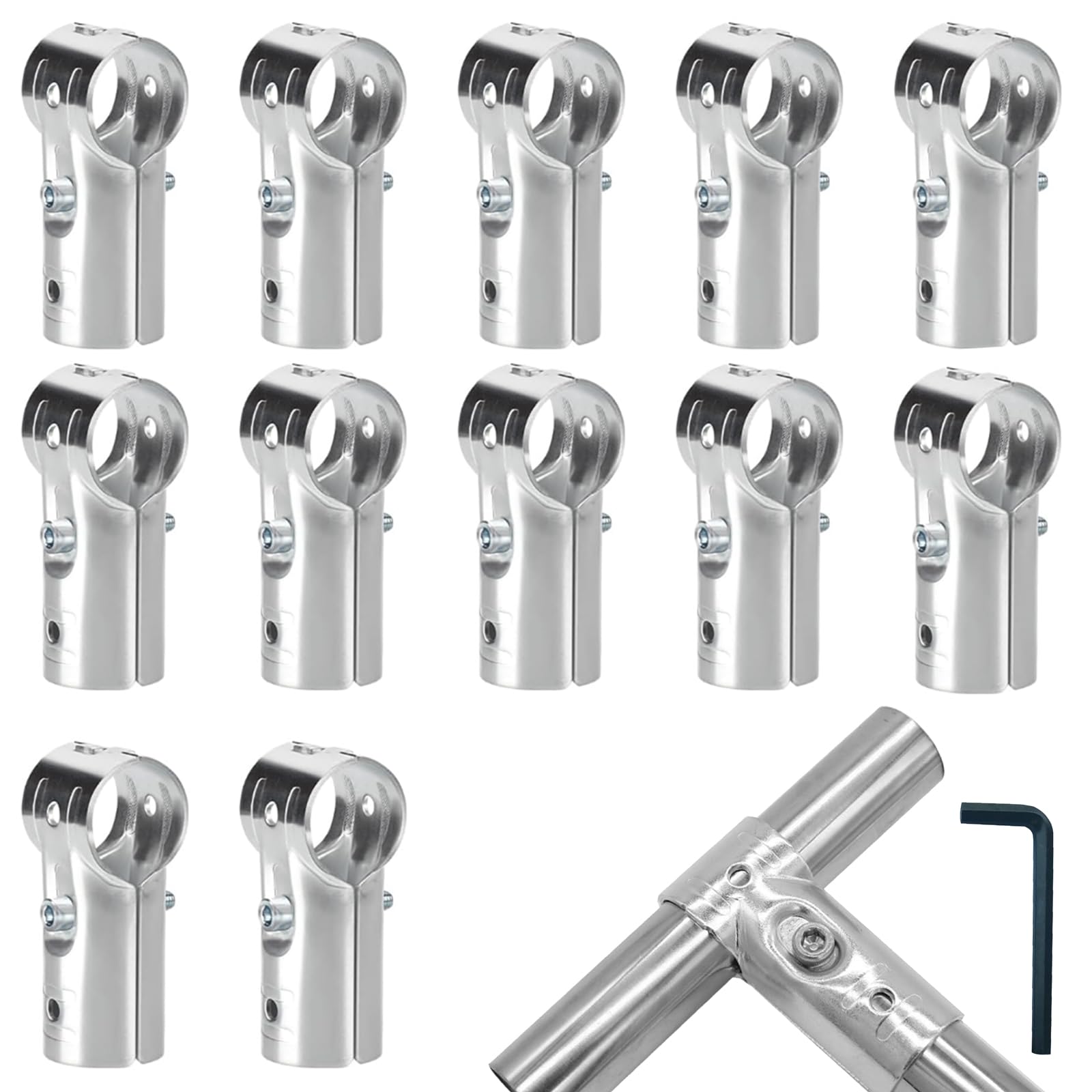 T-Rohrschellen, robuste verzinkte Stahlverbinder mit Schrauben und Muttern, Kettenglied-Zaun-Eckbefestigung, Endschiene, T-Klemme, passend für 32 mm Außendurchmesser, 12 Stück