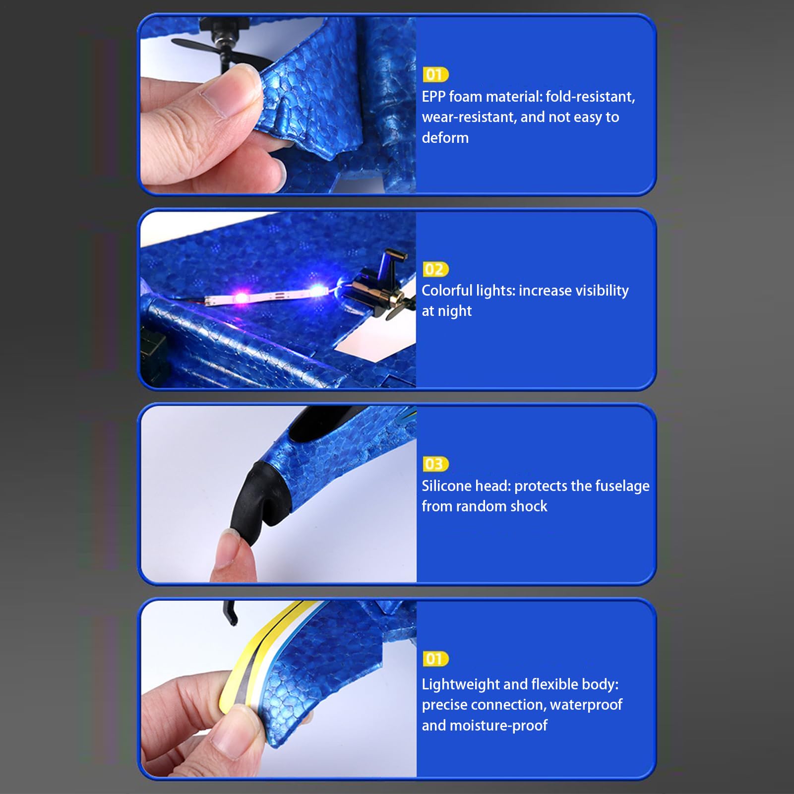 Avion RC – Nez En Silicone LED À Double Moteur PP | Avion Télécommandé Sans Fil, Jouet Étanche, Conception Anti Collision, Vol À Longue Portée | Amusement Aérien Passionnant Pour Les Débutants