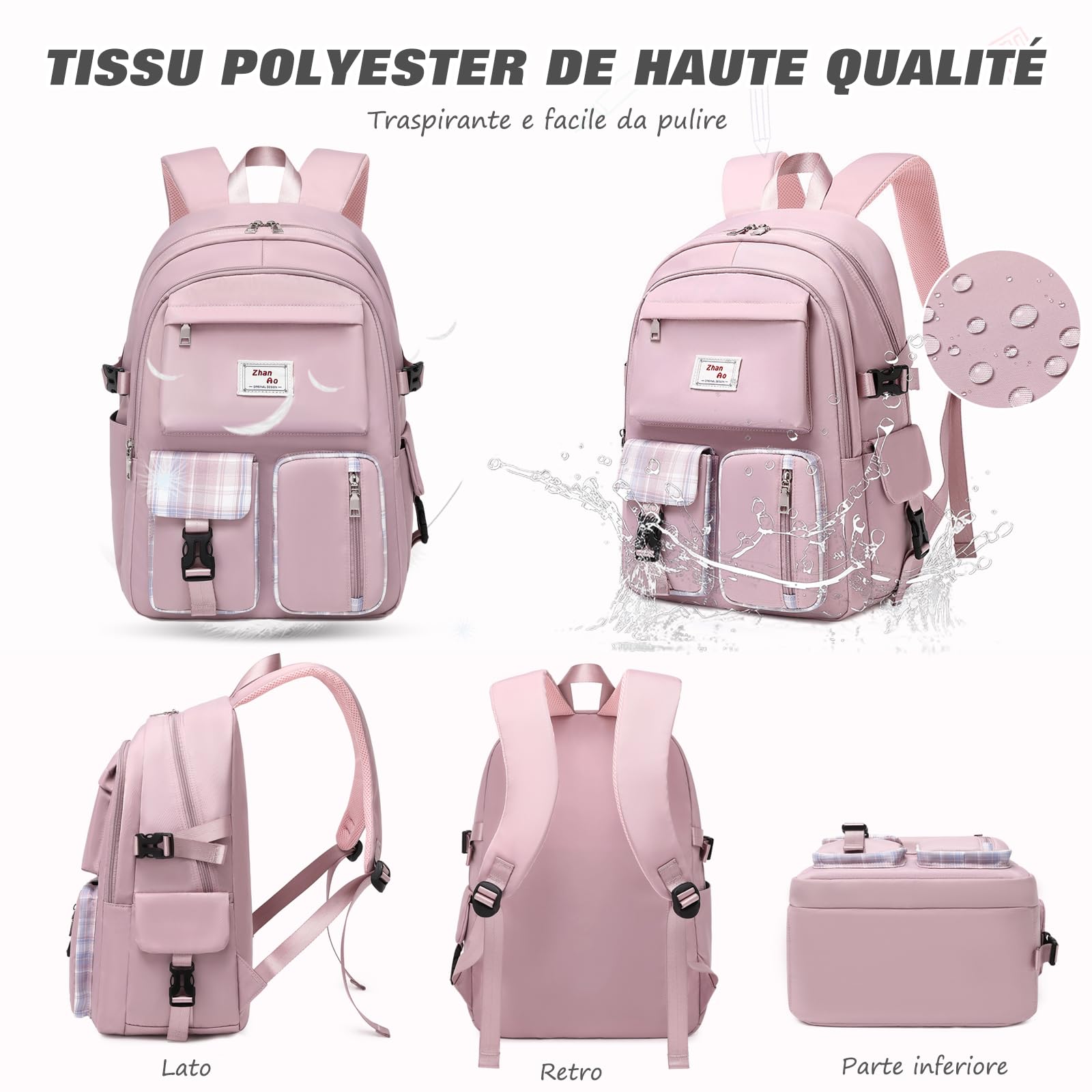FANDARE Zaino Casual Zainetti Ragazza Zaini Scuola Cartella Ragazzo Borsa da scuola Zainetto Borse a Zaino Zainetti Scuola All'aperto per Studenti Viaggio Daypacks Impermeabile Poliestere