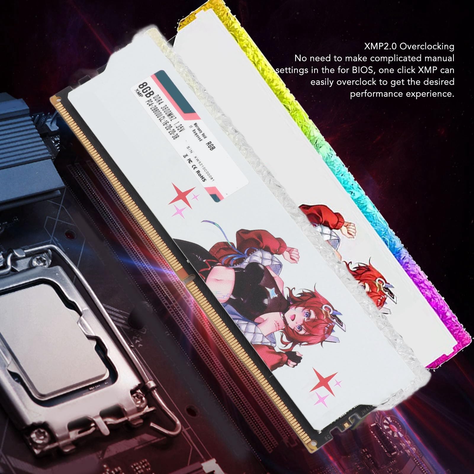 Moduł Pamięci DDR4 do Gier PC RAM z częstotliwością 3600 MHz do Komputera Stacjonarnego, materiał Metalowy, 2 Sztuki Pamięci RAM DDR4 dla Graczy (16 GB (2x8 GB))