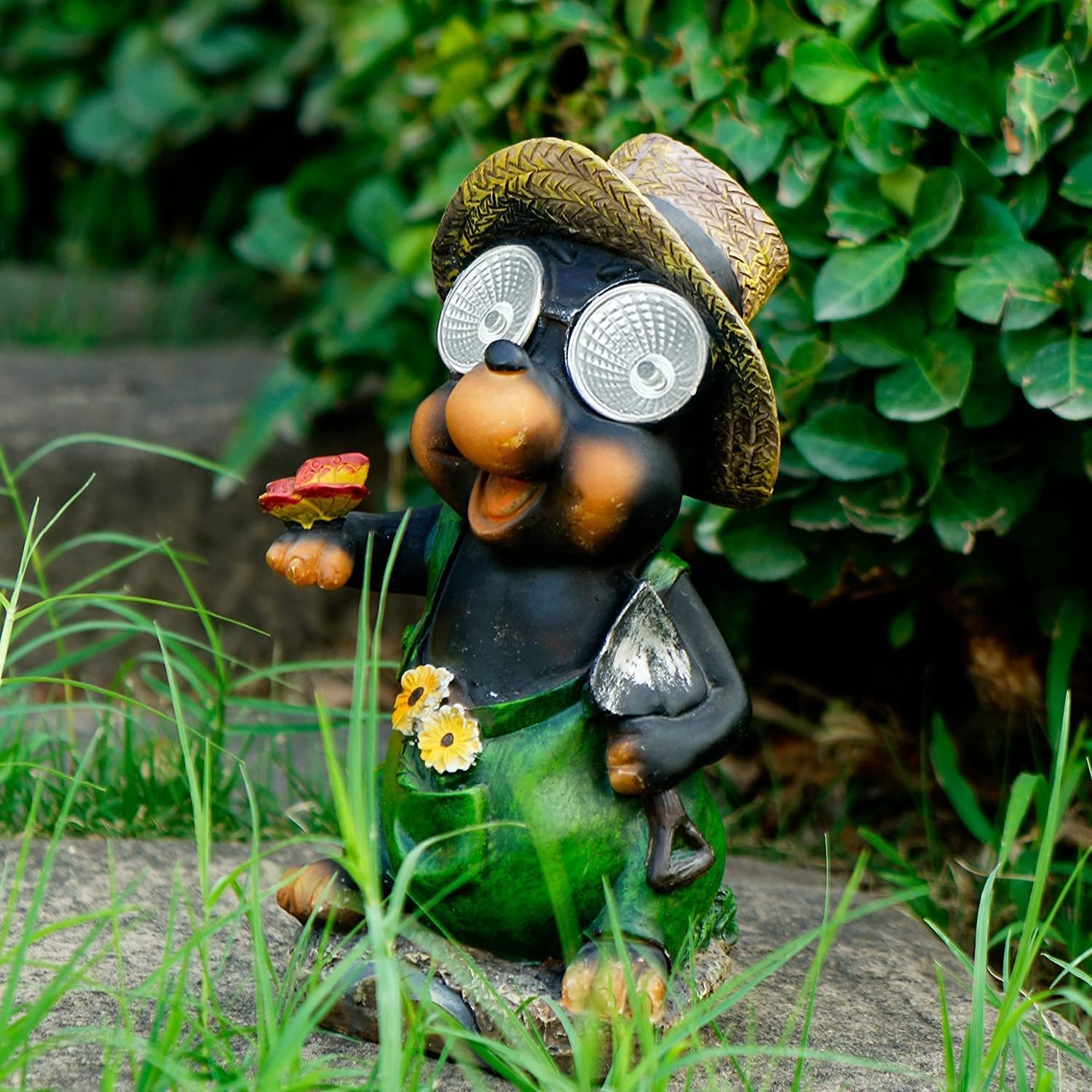 Iweshal Garden Statues Decor Outdoor Resin Garden Figurines with Solar Lights, Garden Sculptures & Statues Animal Ornaments for Outside Patio Lawn Yard Porch Christmas Decorations Gift - - 