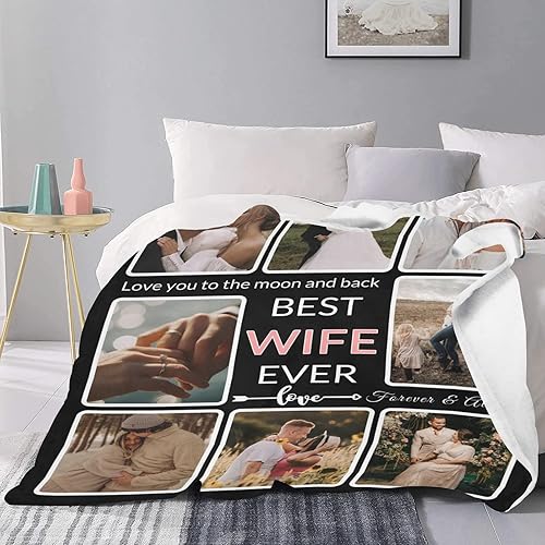 Miniatura 5 de SHIYEL - Cobija personalizable con fotos haz una cobija personalizable con imágenes para el recuerdo regálale a tu esposa una manta sublimada