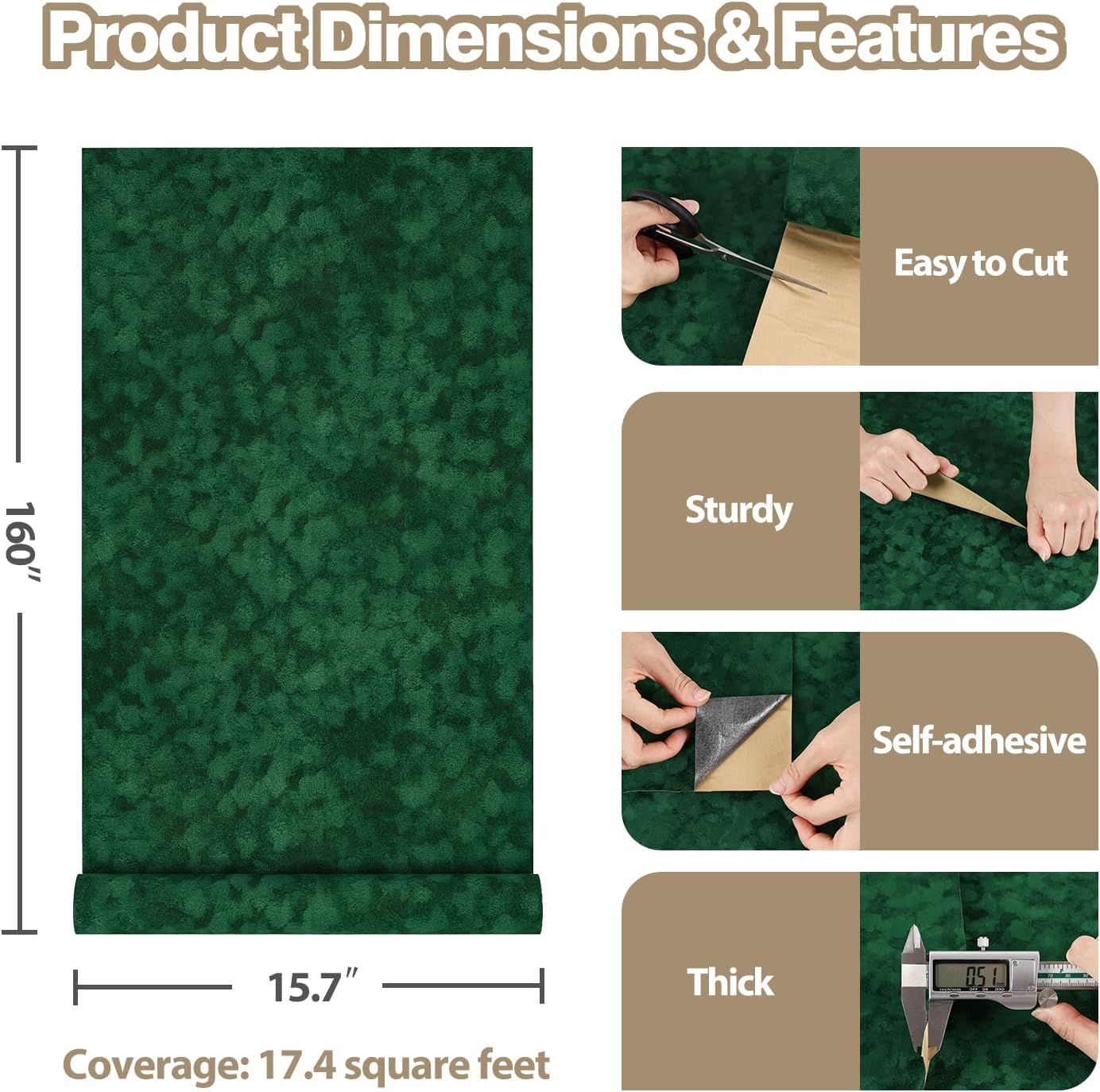 Green Velvet Flocking Liner Self Adhesive Felt Drawer Liners for Dresser Jewelry Box 15.7"x160" Removable Soft Flocking Fabric Green Peel and Stick Wallpaper for Cabinets DIY Arts and Crafts
