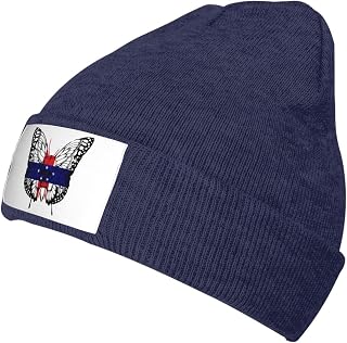 Netherlands Antilles Flag Skull Butterfly Beanie Knit Hat for Men Women