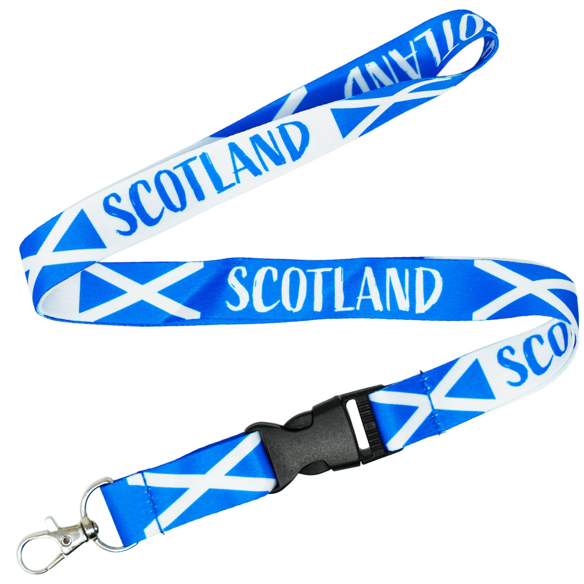 Panda Loco Scotland Lanyard β Saltire Flag ID Badge Holder with St Andrewβs Cross | Scottish Pride Accessory for Work, Events, Travel & Gifting