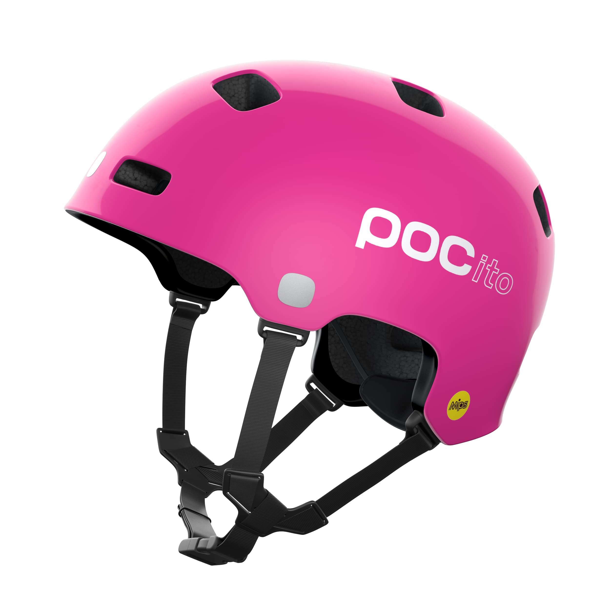 POC POCito Crane MIPS – Casque vélo Enfant avec MIPS Evolve, Coque PC résistante, Couleurs fluorescentes et détails réfléchissants pour sécurité en Ville et Loisirs