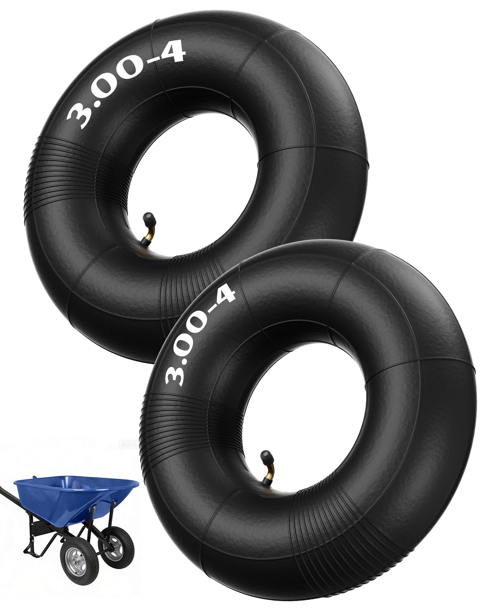 2 cámaras de aire 3.00-4 con válvula de ángulo 260 x 85 para carretilla de mano