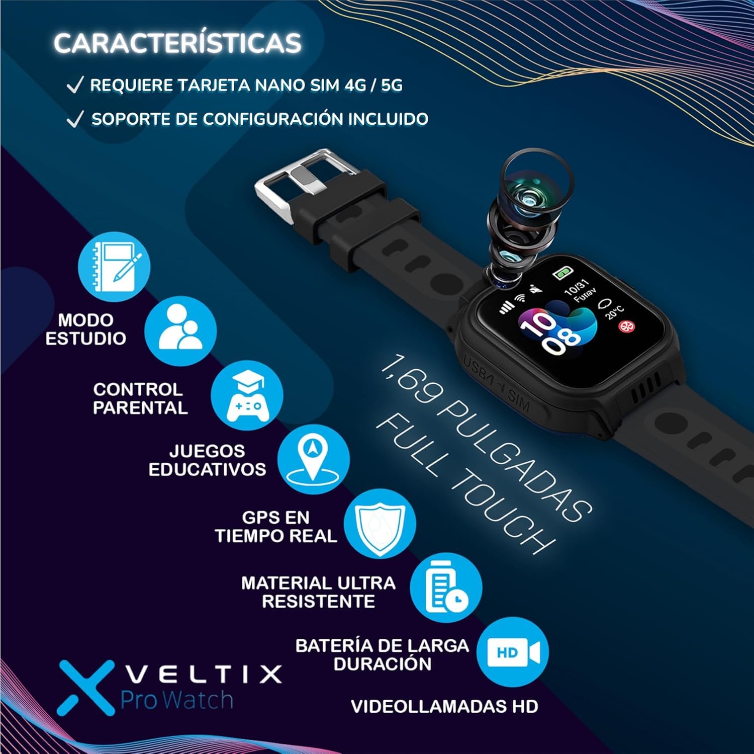 VELTIX®️ Nuevo Reloj Inteligente Niño X Pro 4G + 2 Correas Gratis | Smartwatch Niños con GPS Y Llamadas | Reloj Inteligente Niña | Reloj con GPS | Reloj para niños con VIDEOLLAMADAS (Premium)