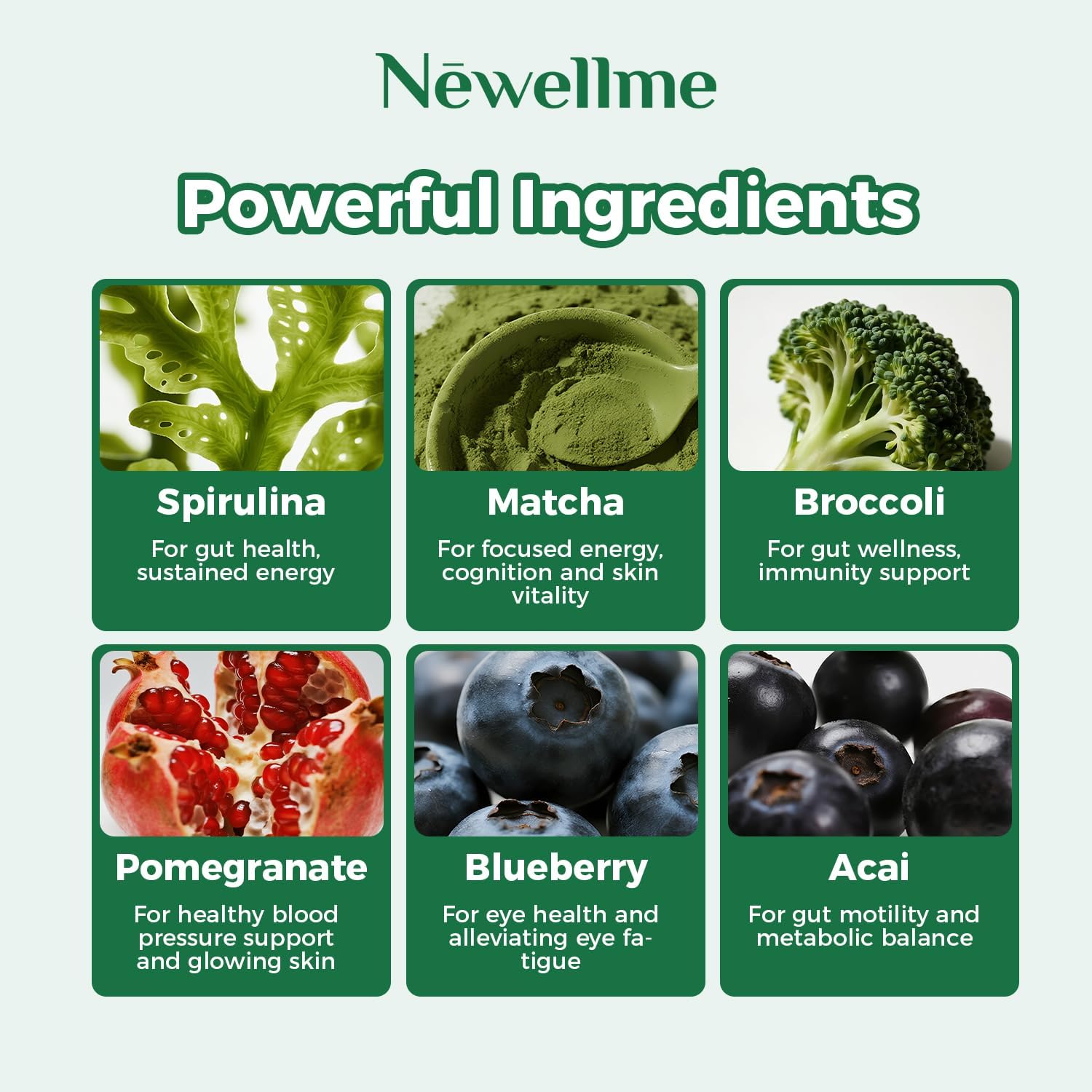 NEWELLME Daily Super Greens Gummies - 6g Fiber per Serving - Sugar-Free, Vegan & Gluten-Free - Essential Multivitamin with Probiotics for Digestive Health, Energy & Immunity - 14 Grab-and-Go Packs