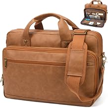 Briefcase for Men Leather Laptop Bag 16 Inch Messenger Bag Vintage Crossbody Laptop Computer Bag for Business,Work,Travel