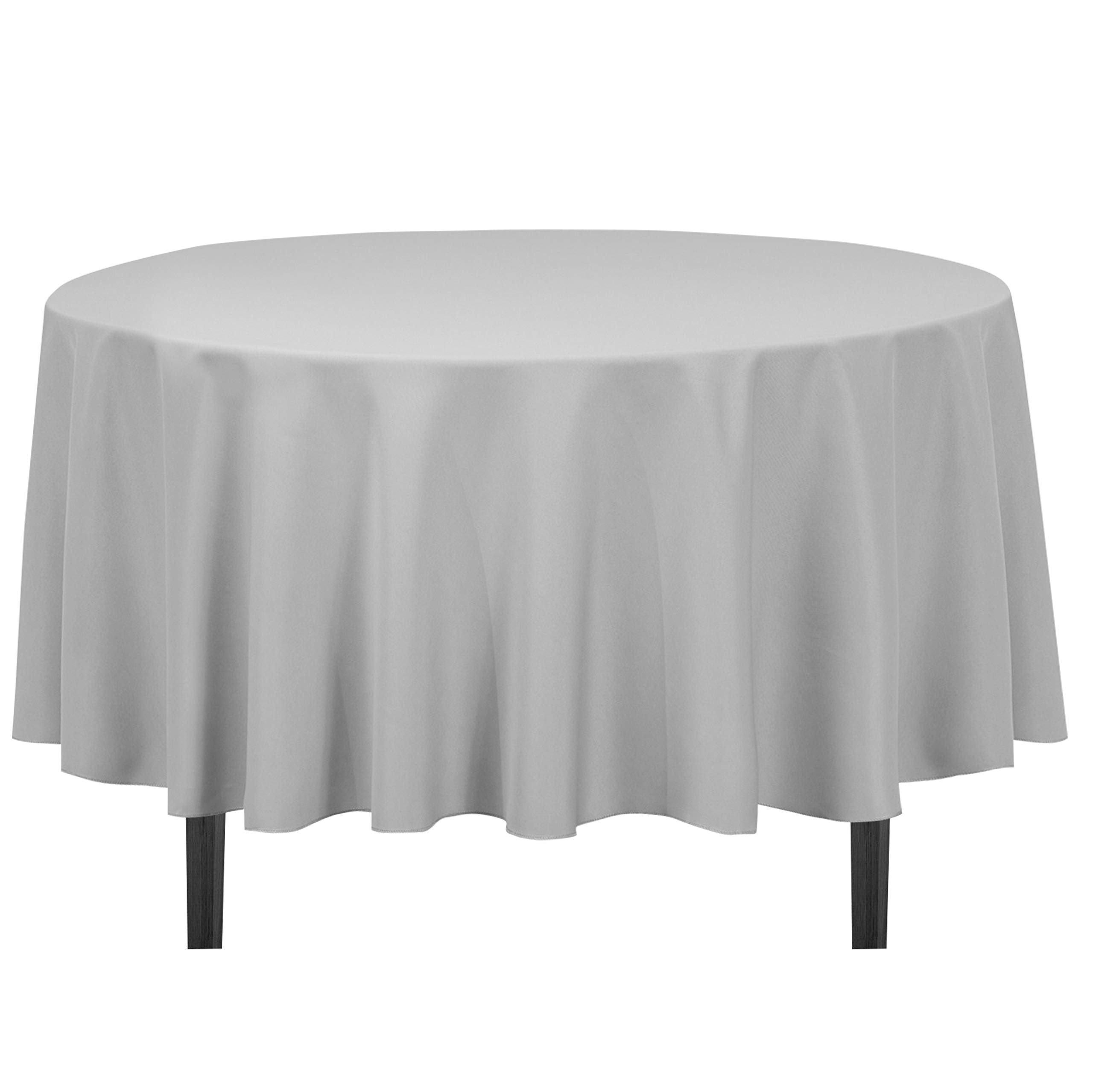LinenTablecloth90-Inch Round Polyester Tablecloth Silver